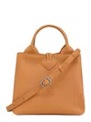 Longchamp Le Roseau Beige Handbag With Toggle Closure In Grained Leather Woman