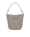 Longchamp Extra Small Le Roseau Leather Bucket Bag In Nude