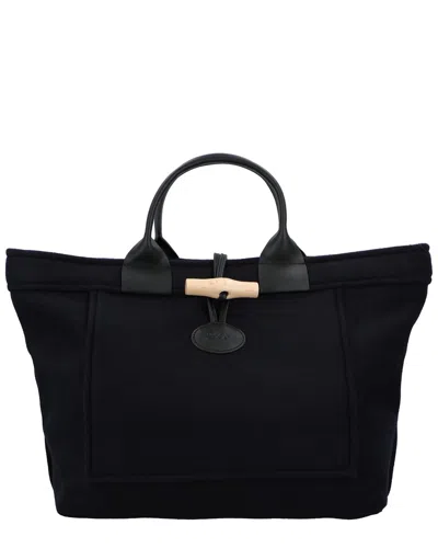 Longchamp Le Roseau Canvas Shopper In Black