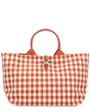 Longchamp Le Roseau Canvas Tote In Brown