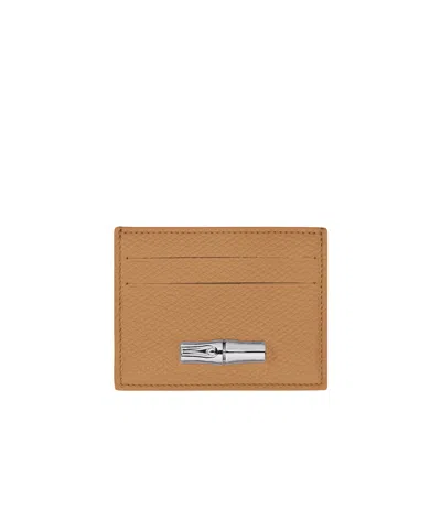 Longchamp Le Roseau Card Holder In Walnut