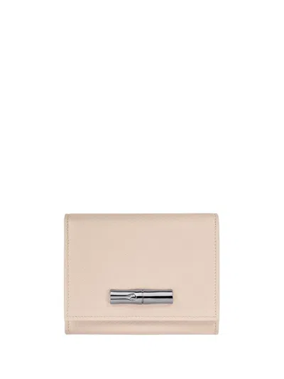 Longchamp `le Roseau` Compact Wallet In Beige