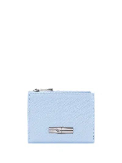 Longchamp `le Roseau` Compact Wallet In Blue
