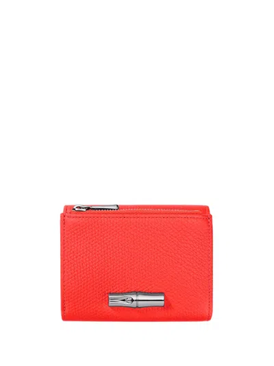 Longchamp `le Roseau` Compact Wallet In Red