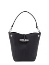 Longchamp Xs Roseau Leather Bucket Bag In Black