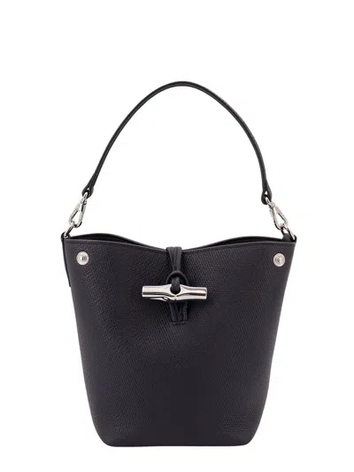 Longchamp Xs Roseau Leather Bucket Bag In Black