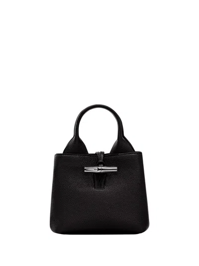 Longchamp Leather Tote Bags In Black