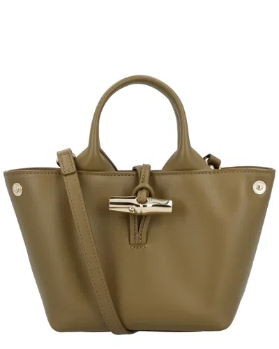 Longchamp Le Roseau Extra Small Leather Handbag In Brown