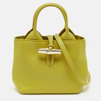 Longchamp Le Roseau Green Leather Totes Bag