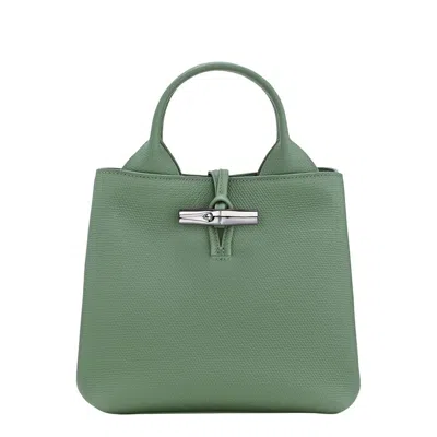 Longchamp Le Roseau Green Small Handbag With Adjustable And Removable Shoulder Strap In Leather