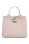 Longchamp 'le Roseau L Handle Bag With In White