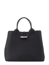 Longchamp Le Roseau L Leather Handbag In Black