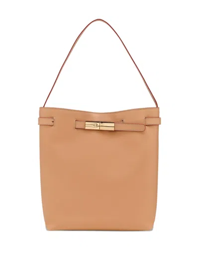 Longchamp Le Roseau L Smooth Leather Shoulder Bag In Orange