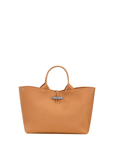 Longchamp `le Roseau` Large Handbag In Brown