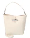 Longchamp Le Roseau Leather Bucket In White