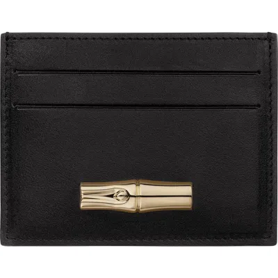 Longchamp Le Roseau Leather Card Case In Black