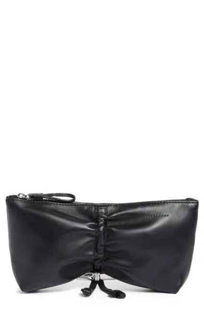 Longchamp Le Roseau Leather Clutch In Black