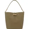 Longchamp Bamboo Clasp Leather Shoulder Bag In Green