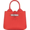 Longchamp Mini Le Roseau Grained-leather Tote Bag In Red