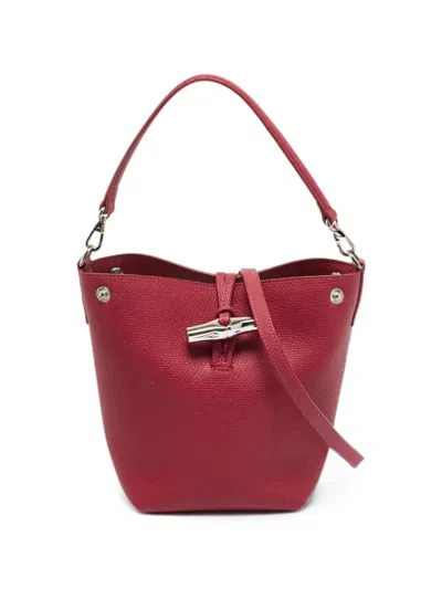 Pre-owned Longchamp Le Roseau Leather Tote Bag In Red