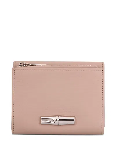 Longchamp Le Roseau Leather Wallet In Pink