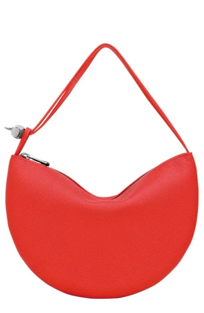 Longchamp Le Roseau Leather Wristlet Clutch In Red