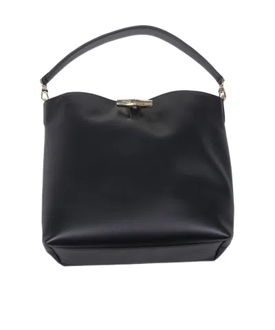 Longchamp Le Roseau M Hobo Bag In Black