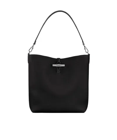 Longchamp Le Roseau M Hobo Bag In Black