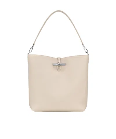 Longchamp Le Roseau M Hobo Bag In White