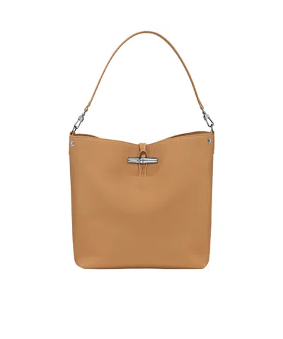 Longchamp M Le Roseau In Walnut Colour Hobo Bag In Brown