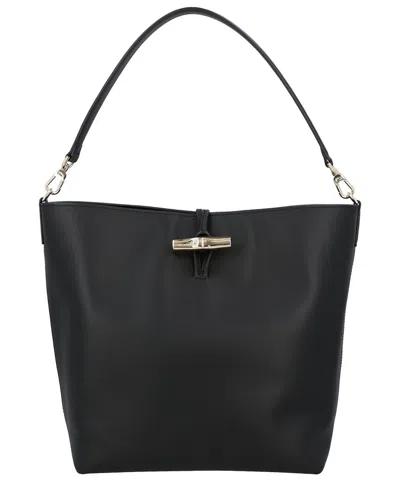 Longchamp Le Roseau Medium Leather Hobo Bag In Neutral