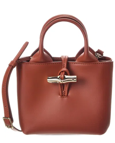 Longchamp Le Roseau Mini Extra Small Leather Handbag In Brown