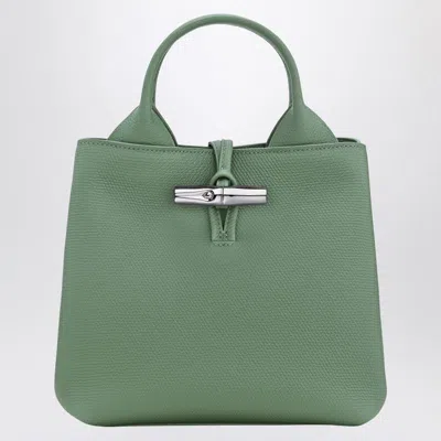 Longchamp Le Roseau Green Small Handbag With Adjustable And Removable Shoulder Strap In Leather