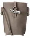 Longchamp Phone Case With Lace Roseau In Grey