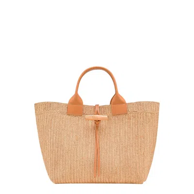 Longchamp Le Roseau Raphia - Sac Port Main In Sand