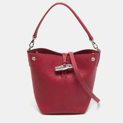 Longchamp Extra Small Le Roseau Bucket Bag In Burgundy