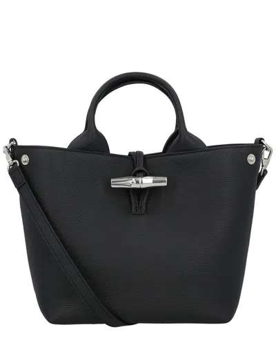 Longchamp Le Roseau Extra Small Leather Handbag In Black