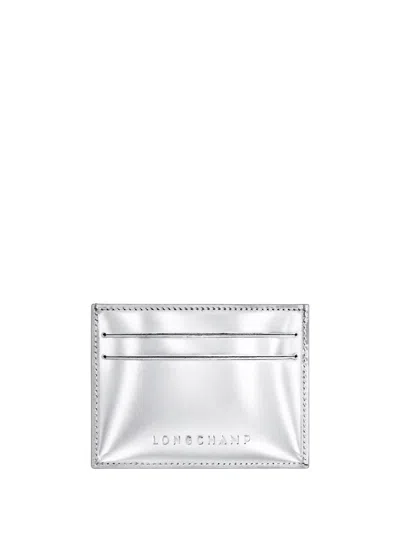 Longchamp `le Roseau Silver` Card Holder In Metallic