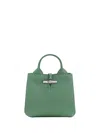 Longchamp Le Roseau Green Small Handbag With Adjustable And Removable Shoulder Strap In Leather In Green