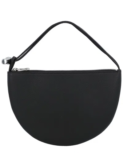 Longchamp Le Roseau Small Leather Clutch In Black