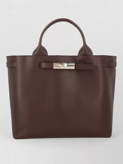 Longchamp Le Roseau Structured Tote Bag Top Handles In Brown