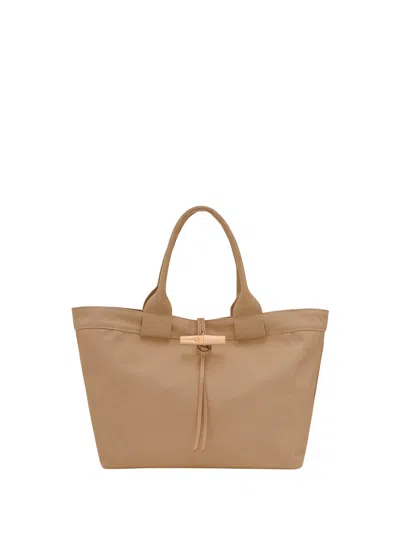 Longchamp `le Roseau Toile` Large Tote Bag In Brown