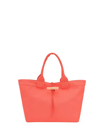 Longchamp `le Roseau Toile` Large Tote Bag In Pink