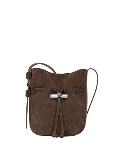Longchamp `le Roseau Velvety` Extra Small Bucket Bag In Brown