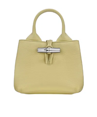 Longchamp Le Roseau Xs Grained-leather Top Handle Bag In Green