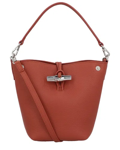 Longchamp Le Roseau Xs Leather Bucket Bag In Brown