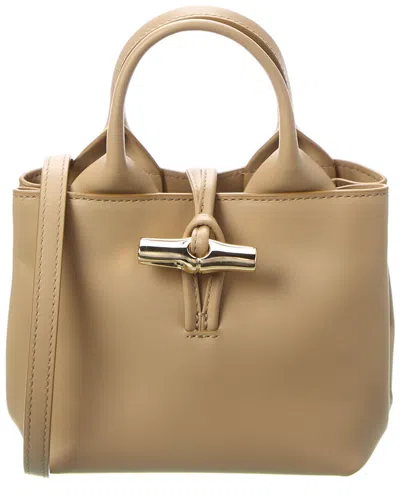 Longchamp Le Roseau Xs Leather Handbag In Beige