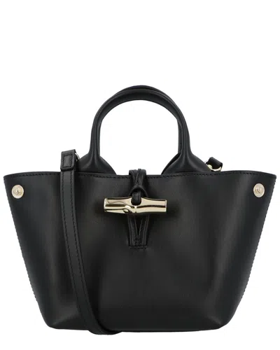 Longchamp Le Roseau Xs Leather Handbag In Black