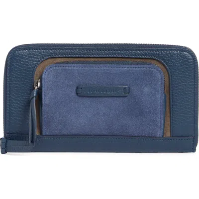 Longchamp Le Roseau Zip Wallet In Blue