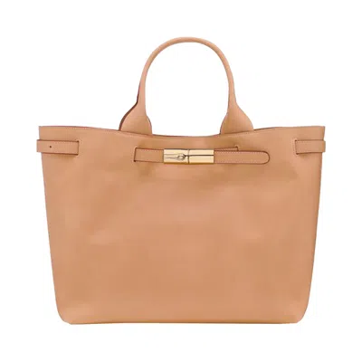 Pre-owned Longchamp Le Smart L Handbag 'vegetal' | Tan | Women's Size Onesize